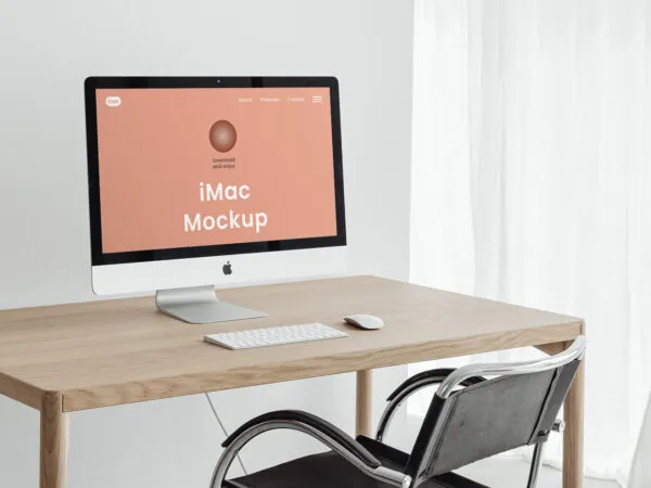 Home Office iMac Mockup in Perspective Sight 1