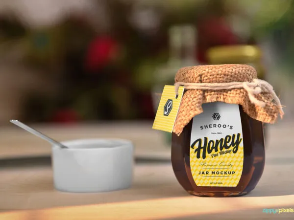 Honey Jar with a Jute Cover Mockup 1