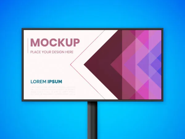Horizontal Advertisement Billboard Standing in the Front View Mockup 1