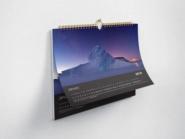 Horizontal Calendar Mockup in Two Different Angles 1