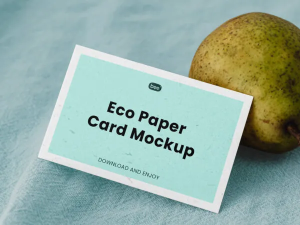 Horizontal Card Mockup with Pear in Perspective Sight 1