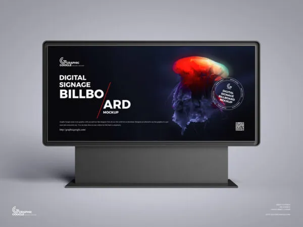 Horizontal Digital Signage Billboard in Front View Mockup 1