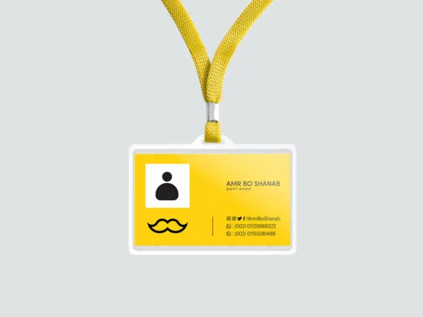 Horizontal ID Card Holder and Lanyard in the Front View Mockup 1