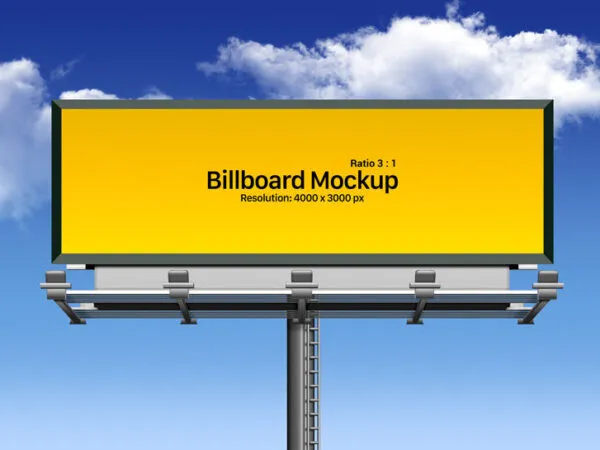 Horizontal Outdoor Advertising Billboard Mockup on Metal Standing 1