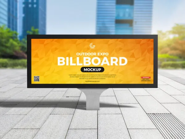 Horizontal Outdoor Expo Billboard Mockup in Urban Setting 1