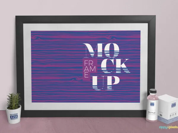 Horizontal Photo Frame Front View Mockup 1