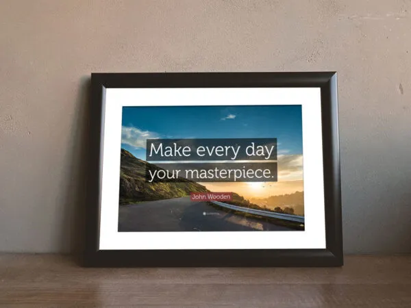 Horizontal Photo Frame Leaning Against the Wall in Front View Mockup 1