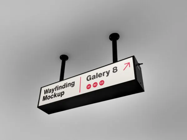 Horizontal Signage Mounted on the Ceiling Mockup 1