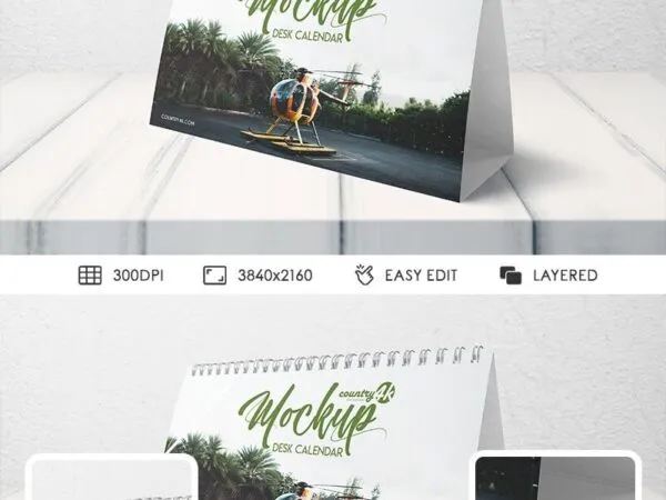 Horizontal Spiral Desk Calendar in the Half Side View 1