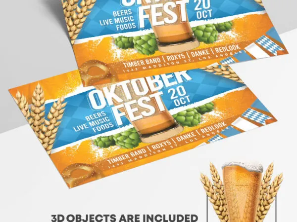 Horizontal Yellow and Blue Oktoberfest Flyer Template 1
