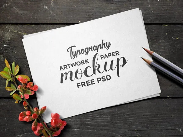 Horizontal and Rectangular Typography Artwork Paper Mockup 1