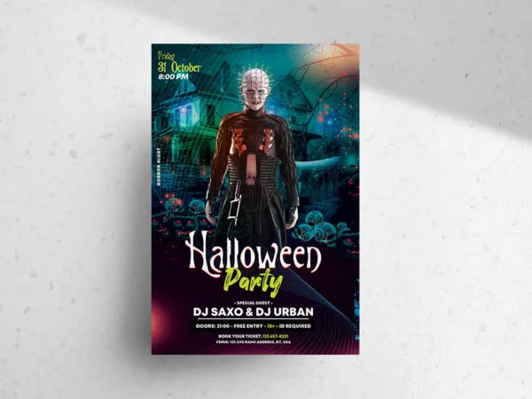 Horror Layout of Halloween Party Flyer Template 1