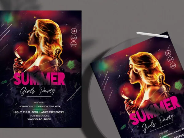 Hot Club Girls Party Flyer Template 1