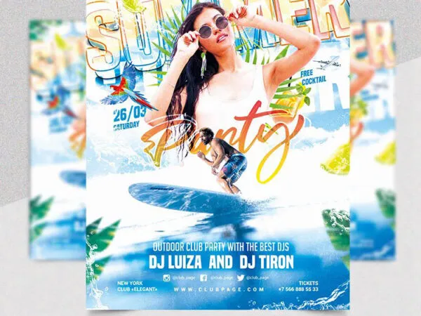 Hot Colorful Summer Party Flyer Template 1