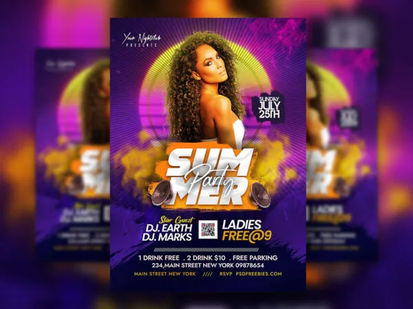 Hot Modern Summer Party Invitation Flyer Template 1