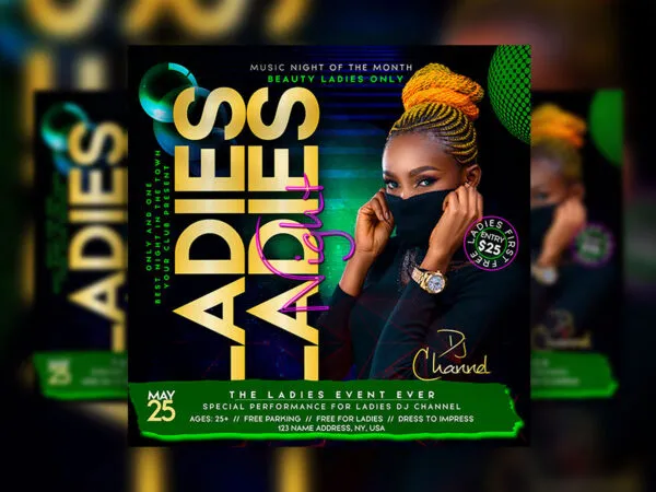Hot Only Ladies Event Night Flyer Instagram Banner Template 1