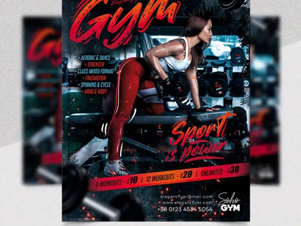 Hot Photo Professional Sport Gym Flyer Template 1