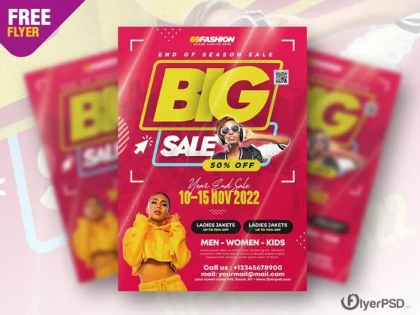 Hot Pink Sale Flyer Template 1