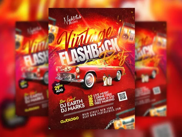 Hot Vintage Flashback Party Flyer Template 1