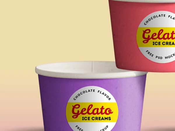 Ice Cream Cups in a Pile Front View Mockup 1