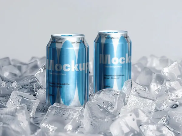 Ice Cubes Soda Cans Mockup 1