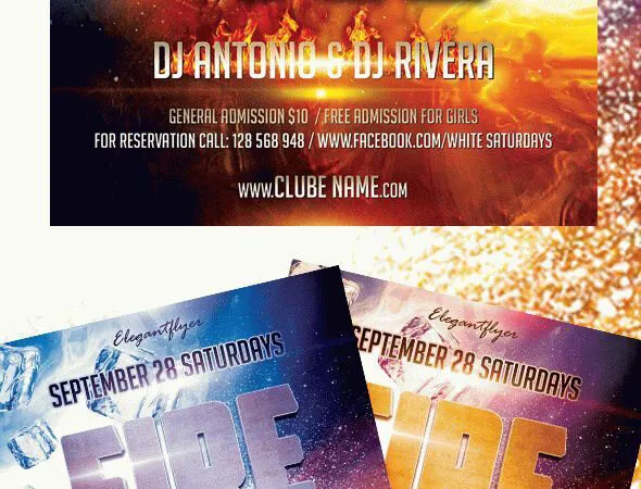 Icy Flame Futuristic Fire and Ice Party Flyer Template 1