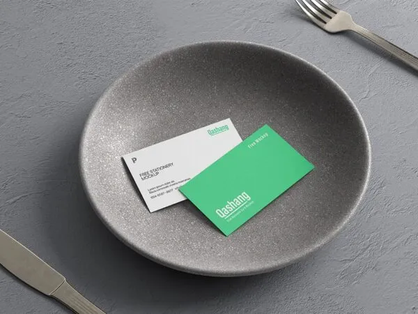 Identity Branding Business Cards Mockup Inside a Ceramic Plate 1