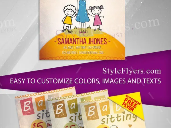 Illustrated Babysitting Flyer Template 1