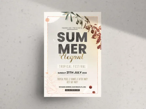 Illustrated Boho Summer Night Party Flyer Template 1