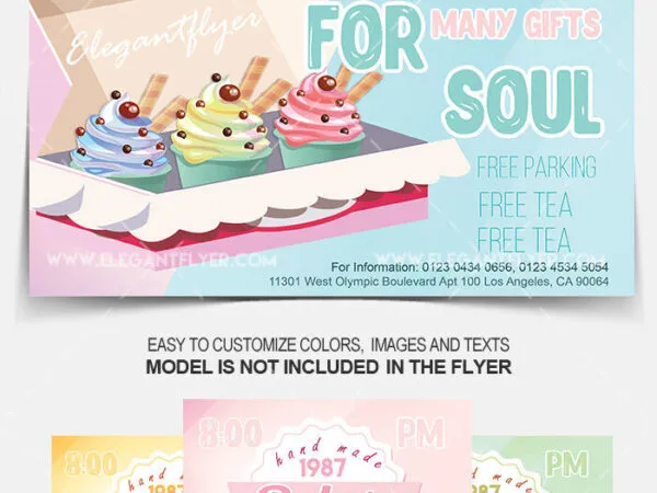 Illustrated Bold Bakery Flyer and Facebook Cover Templates 1