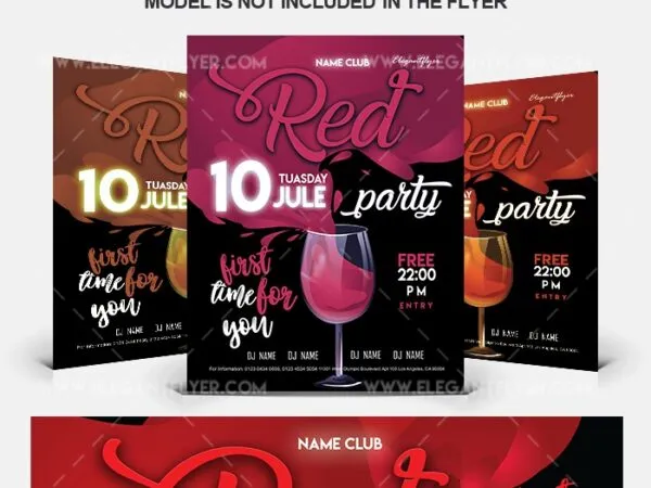 Illustrated Bold Playful Party Flyer Template and Facebook Cover 1