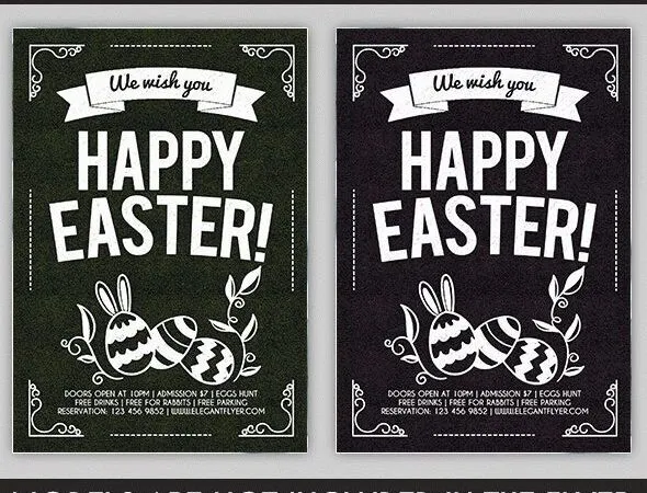 Illustrated Border Bold Easter Flyer Template and Facebook Cover 1