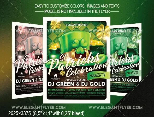 Illustrated Border Saint Patricks Day Flyer and Facebook Cover Templates 1