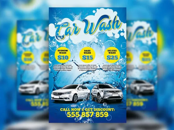Illustrated Car Wash Colorful Poster Template 1