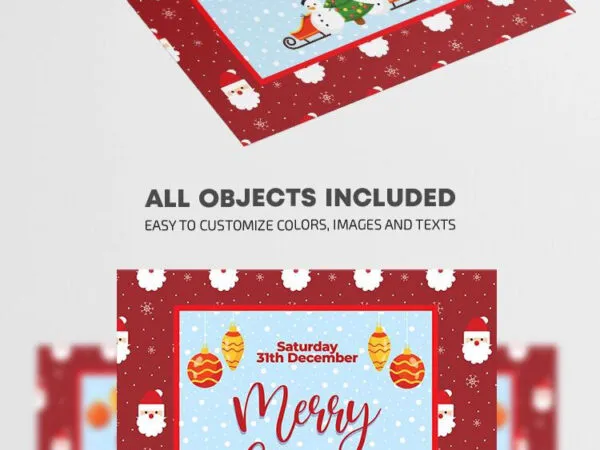 Illustrated Christmas Flyer Template and Facebook Cover 1