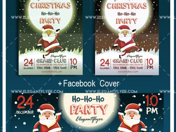 Illustrated Christmas Flyer and Facebook Cover Template 1