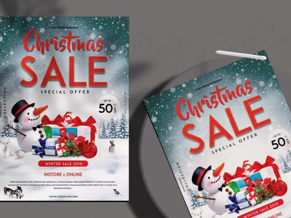 Illustrated Christmas Sale Flyer Template 1