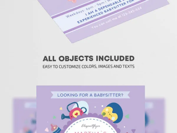 Illustrated Circle Babysitting Flyer Template 1