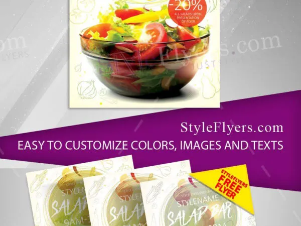 Illustrated Circle Salad Bar Flyer Template 1