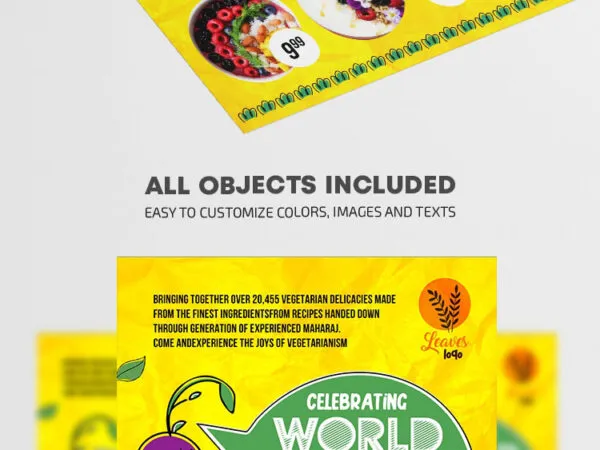 Illustrated Collage World Vegetarian Day Flyer Template 1