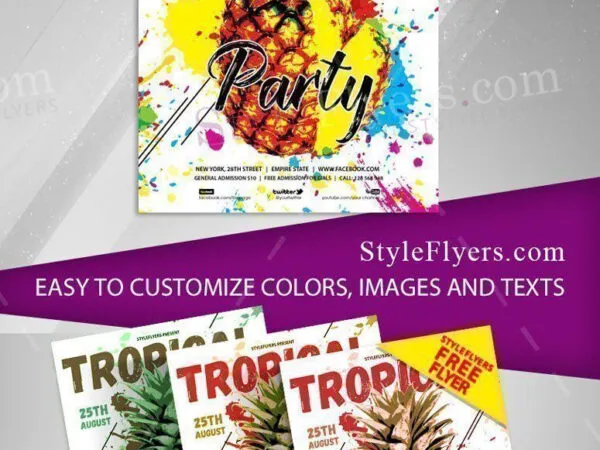 Illustrated Colorful Tropical Party Flyer Template 1
