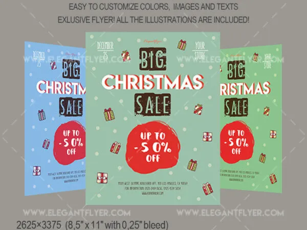 Illustrated Dots Christmas Sale Flyer Template and Facebook Cover 1