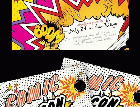 Illustrated Dots Comic Con Party Flyer Template 1
