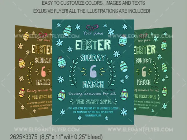 Illustrated Easter Flyer and Facebook Cover Template 1