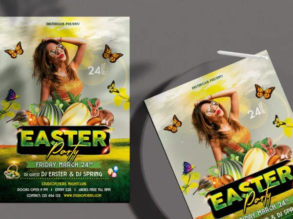 Illustrated Easter Party Flyer Template 1