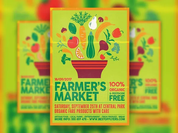 Illustrated Farmers Market Flyer Template 1