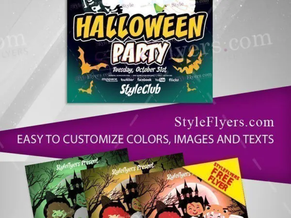 Illustrated Halloween Party Flyer Template 1