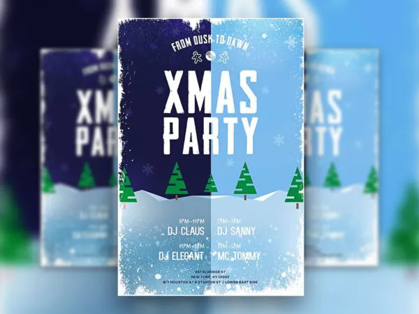 Illustrated Merry Xmas Party Flyer Template Plus a Facebook Cover 1