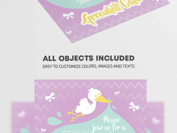 Illustrated Modern Baby Shower Flyer Template 1