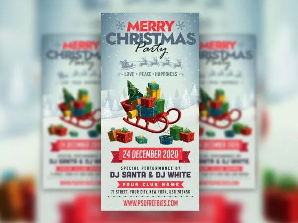 Illustrated Modern Christmas Party Flyer Template 1
